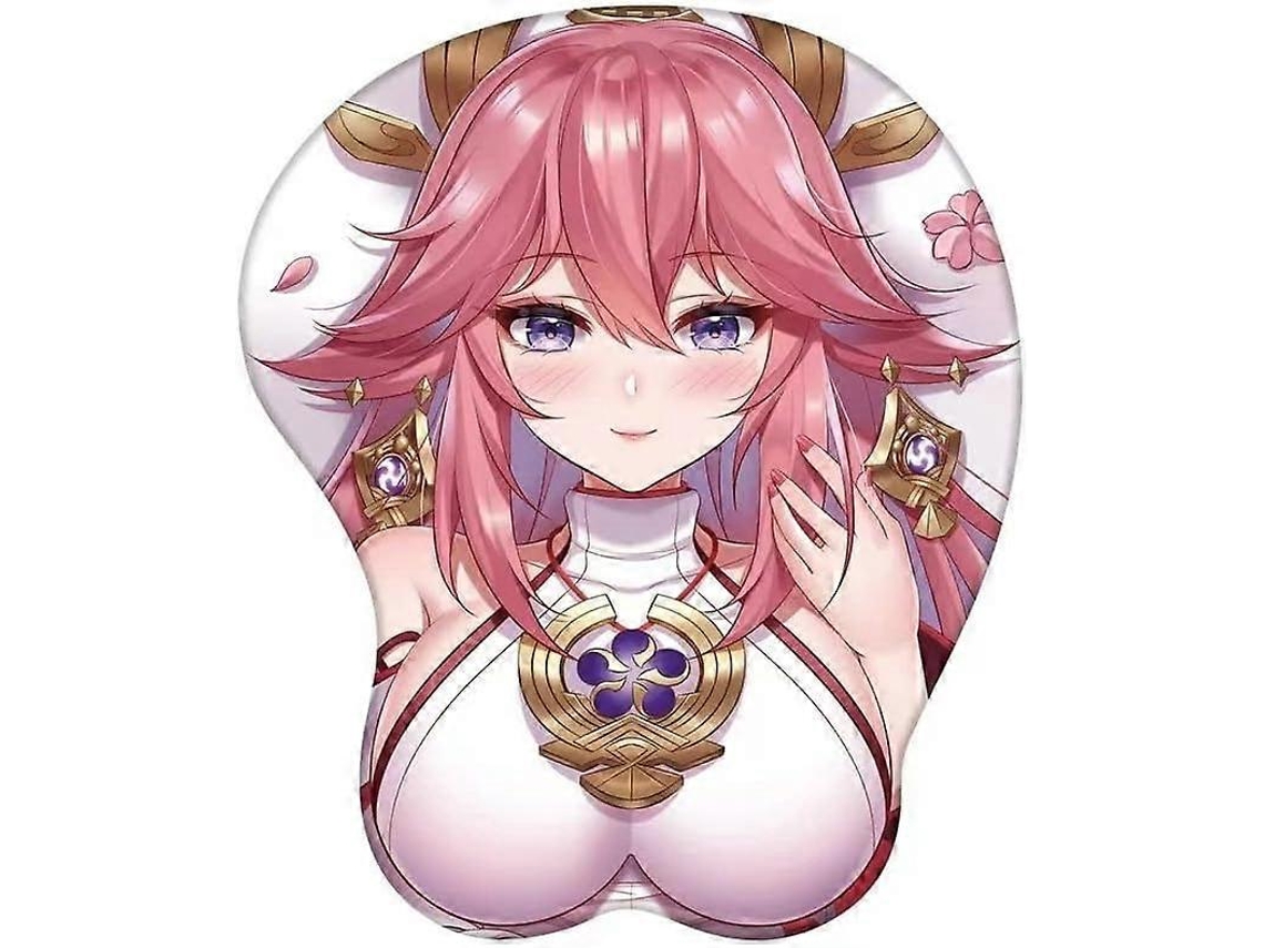 Mousepad Anime, Mousepad Gamer, Mousepad Yae Miko, Mousepad 3d Com Apoio Para Pulso Brilvibera