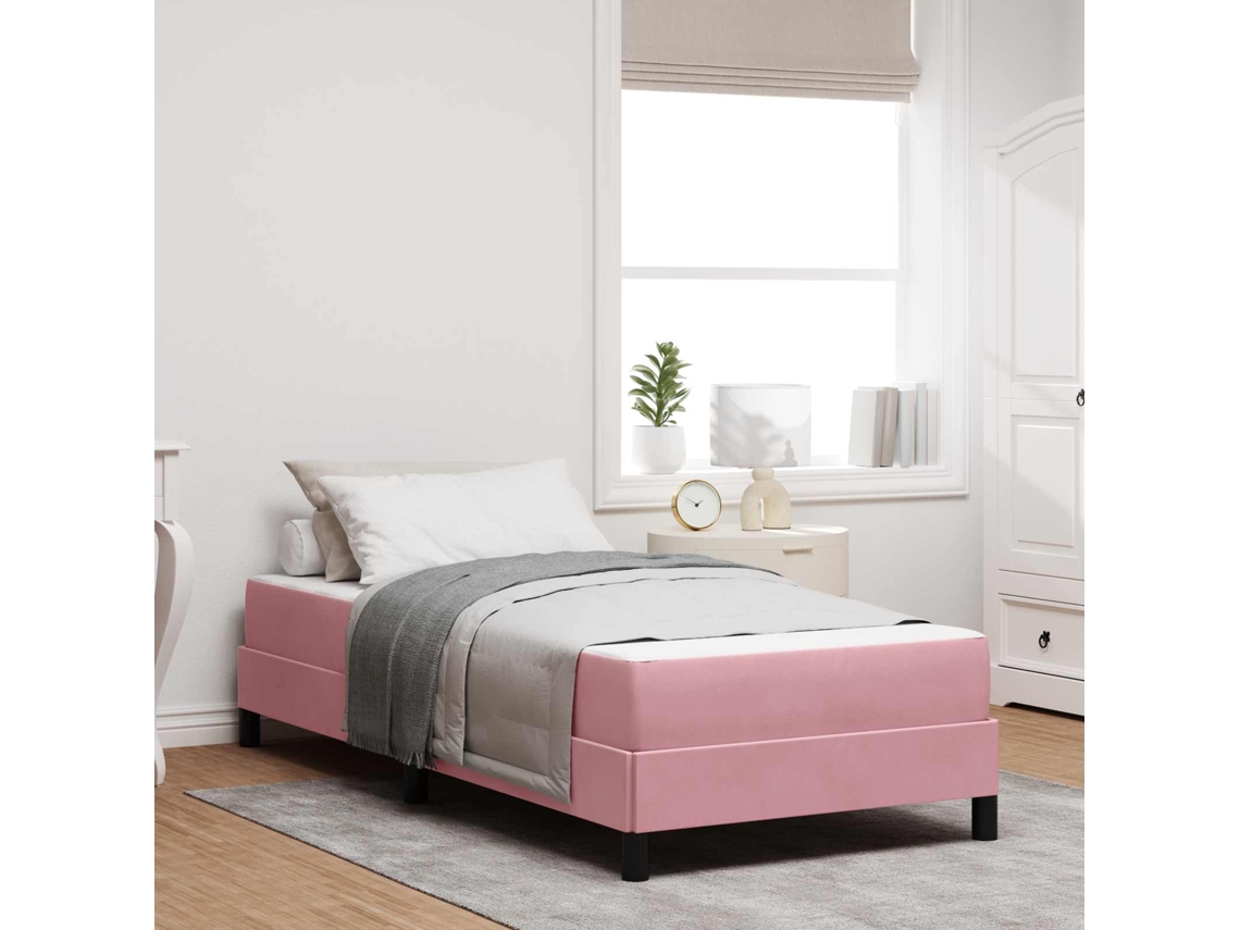 Vidaxl Cama Box Com Colchão Rosa 80 X 200 Cm Tecido