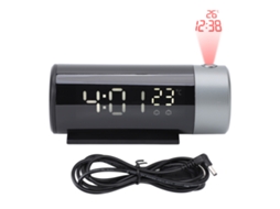 Despertador Rebe-Clock com Projeção e Monitor de Temperatura, Visor LED Vermelho, Formato 12/24 horas