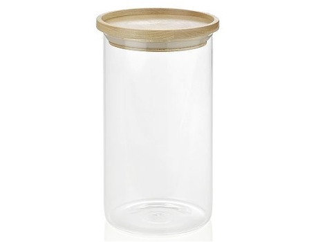 Frasco  Vidro e Madeira (9.5x17.5cm)
