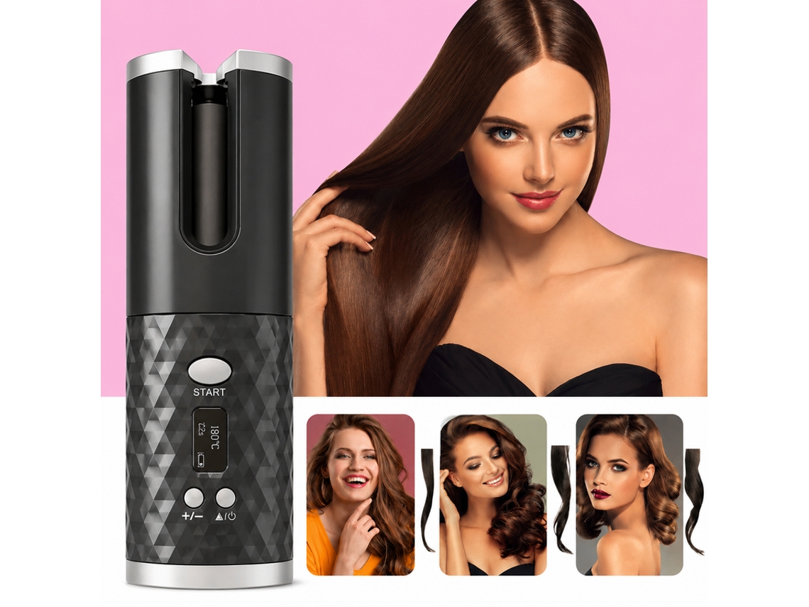 Modelador de Cabelo Automático Sem Fio Preto Alta Durabilidade | YANYXR