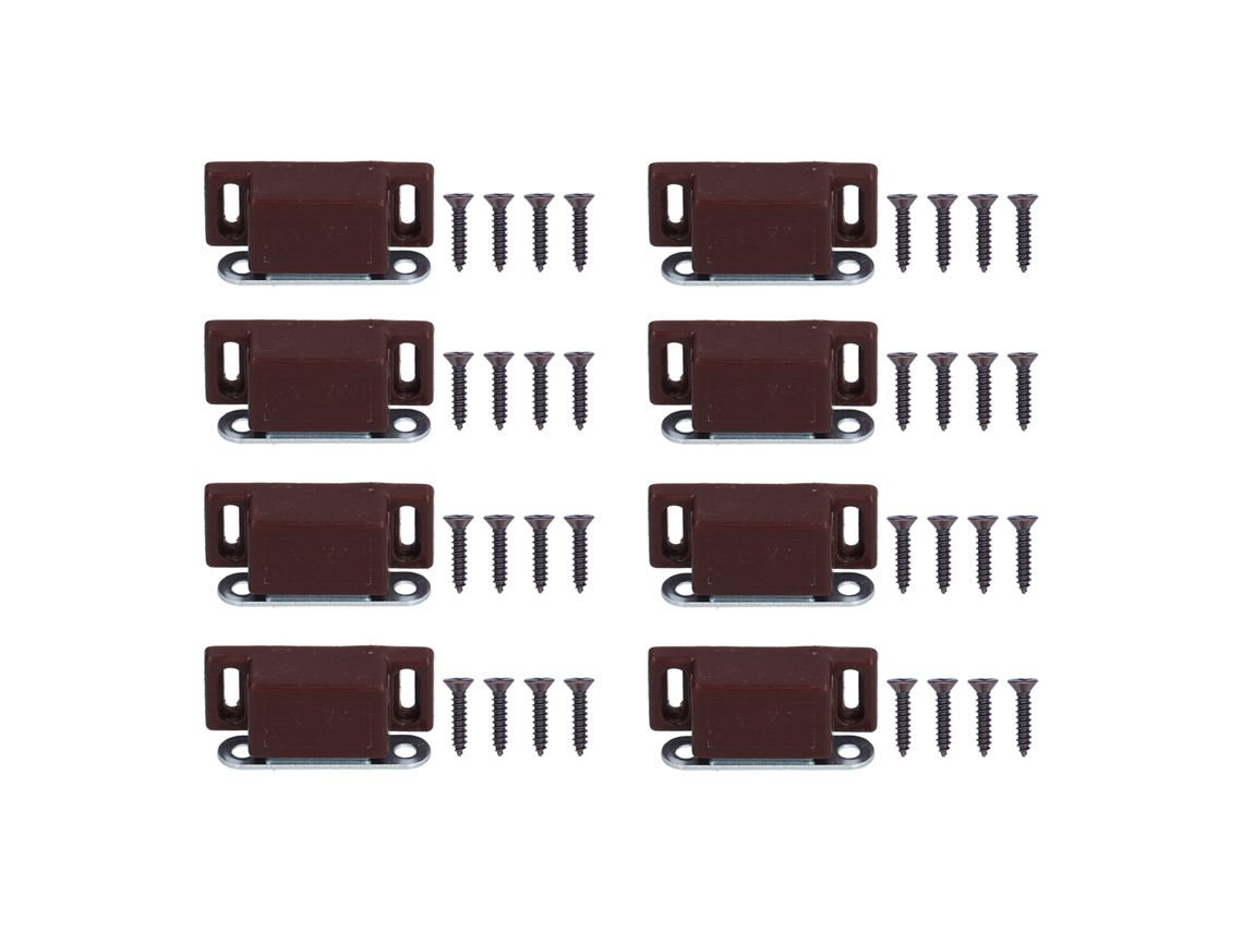 Primerox 8 Suportes Magnéticos de Aço Inoxidável para Portas de Guarda-Roupa com Fusíveis Marrom