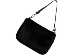 Bolsa De Ombro Feminina Grande, Preta E Aveludada, Com Fechamento Prático Em Zíper E Design Elegante.
