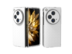 Capa De Celular De Pu Com Moldura Transparente E Textura Trançada Para Oppo Find N3