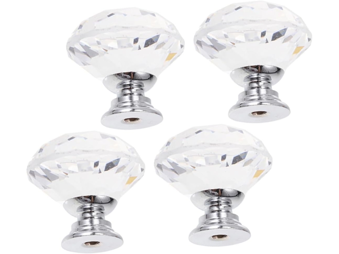 Nuobesty Conjunto De 4-puxadores Cristal Para Portas Armários, Com Instalação Em Furo Único, Ideais Para Guarda Roupas