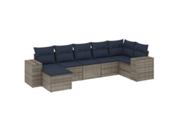 Conjunto de Sofá de Jardim, 7 Peças, Almofadas, Rattan Cinza MAISON EXCLUSIVE