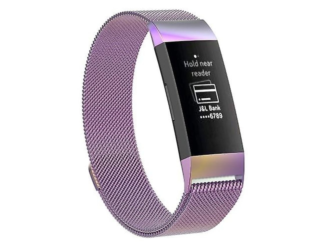 Lurelia Pulseira Magnética De Aço Inoxidável Com Luz Colorida, Compatível Fitbit Charge 3, Acabamento Moderno