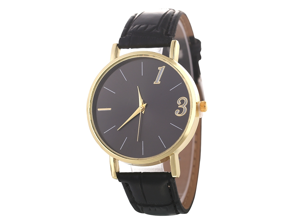 Reloj De Pulsera De Aleación Con Dial Redondo Reloj De Cuartzo Pareja Negro