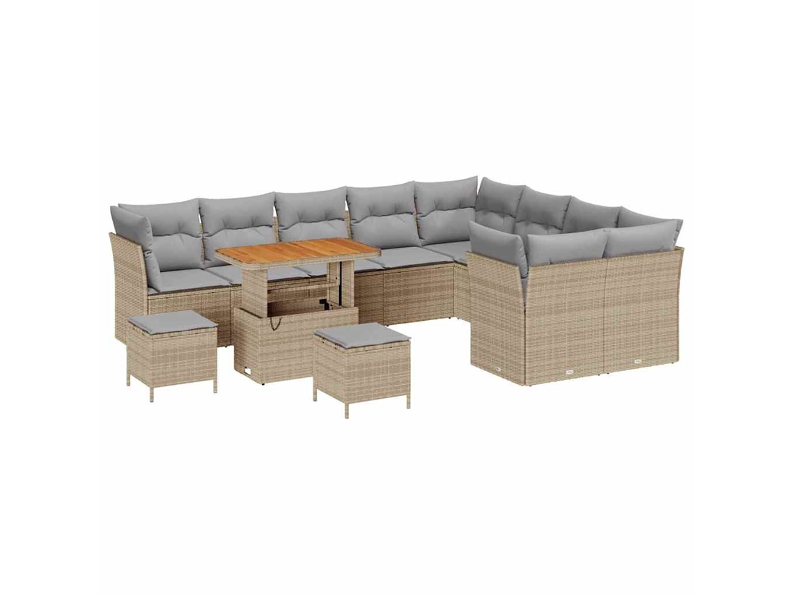 Maison Exclusive - Conjunto De Sofá De Jardim 12 Pcs Bege E Cinzento Claro