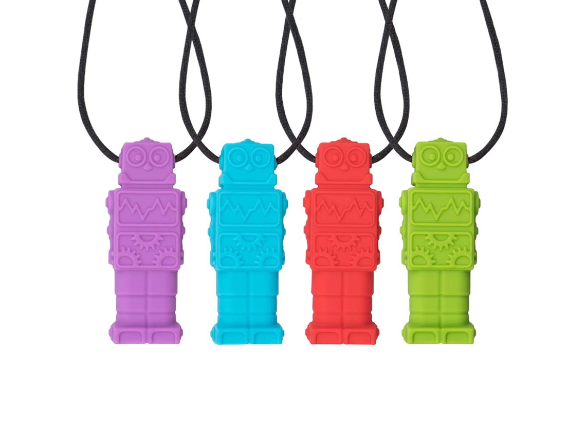Primerox 4pcs Colar Sensorial de Mastigação Silicone Fda Ce para Crianças Autismo Tdah