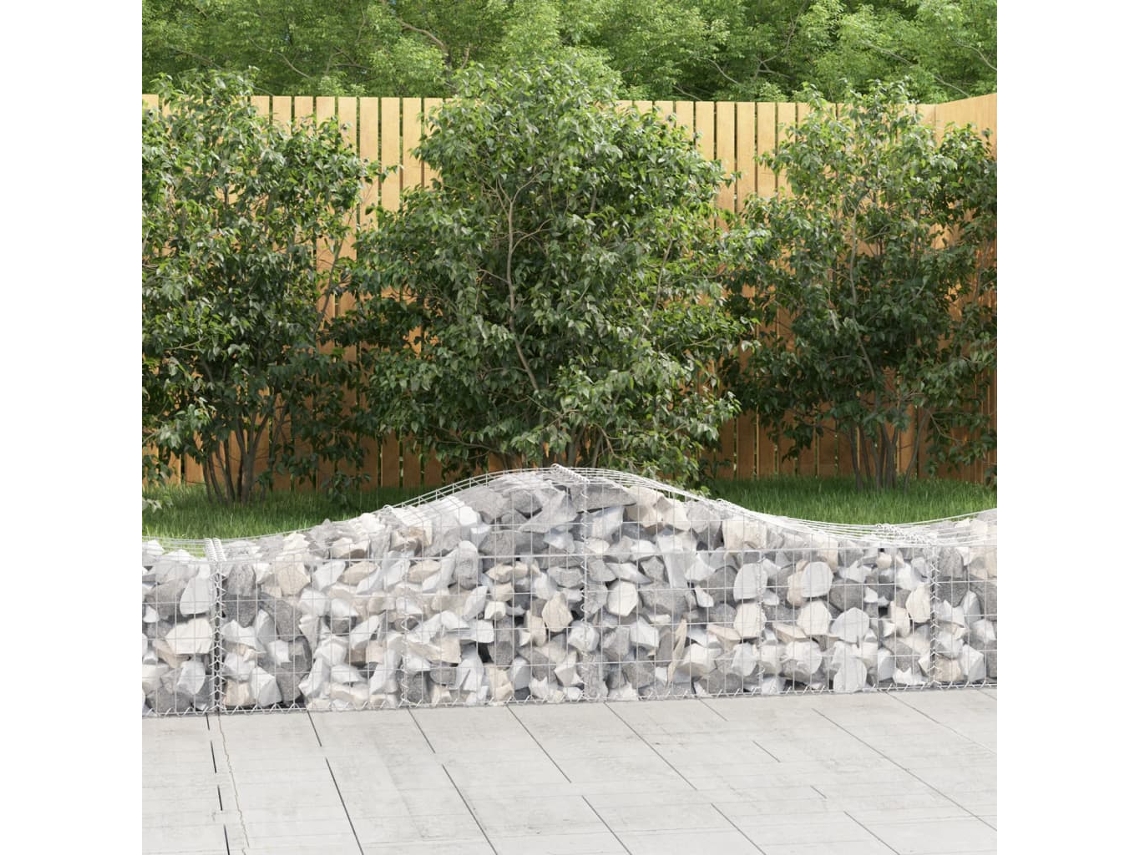 Vidaxl Cestos Gabião Arqueados 7 Pcs 200x50x40/60 Cm Ferro Galvanizado