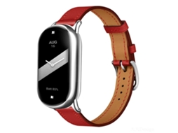 Bracelete para Xiaomi Smart Band 10/9/8 Couro Fivela Prateada Fina Vermelha XIAOMOYU