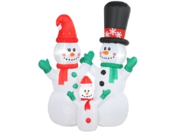 Conjunto Familiar Inflável Com Bonecos De Neve, Decoração Natalícia 1,8m Com Iluminação Led, Uso Interno E Externo