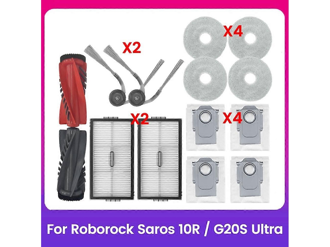 Conjunto De 13 Peças Para Aspirador De Pó Roborock Saros 10r / G20s Ultra: Escova Principal, Escova Lateral, Filtro, Esfregão, Sacos De Pó._ozo