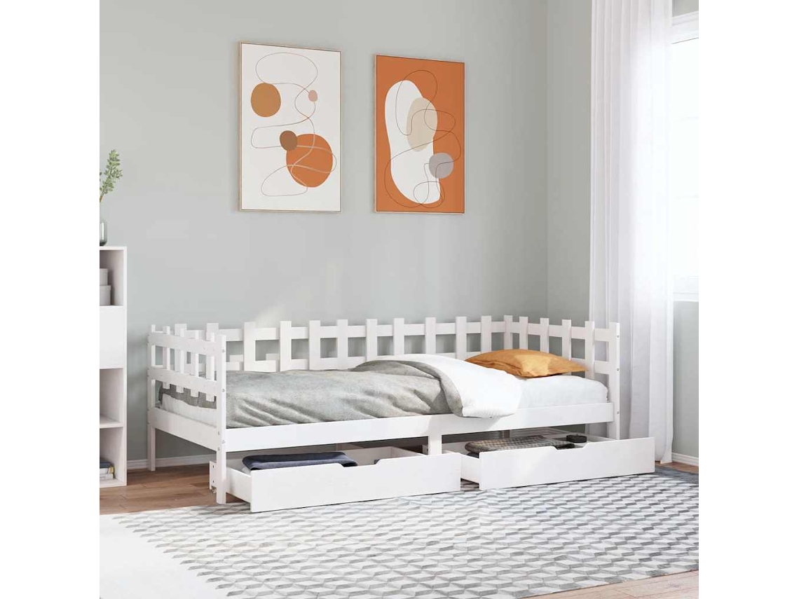 Vidaxl Sofá-cama Com Gavetas 80x200 Cm Madeira De Pinho Maciça