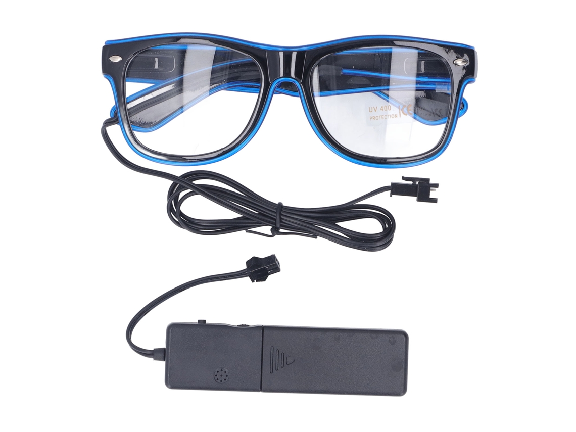 Óculos Led Laxiscreed Com Controle De Som, Bateria Recarregável E Design Azul