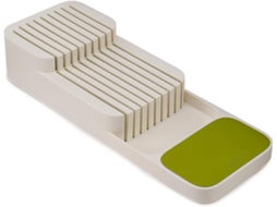 Portarrollos de Cuchillos para Cajón, Estante de Cocina En Plástico Gris Ahorra Espacio Con Almacenamiento de Dos Niveles