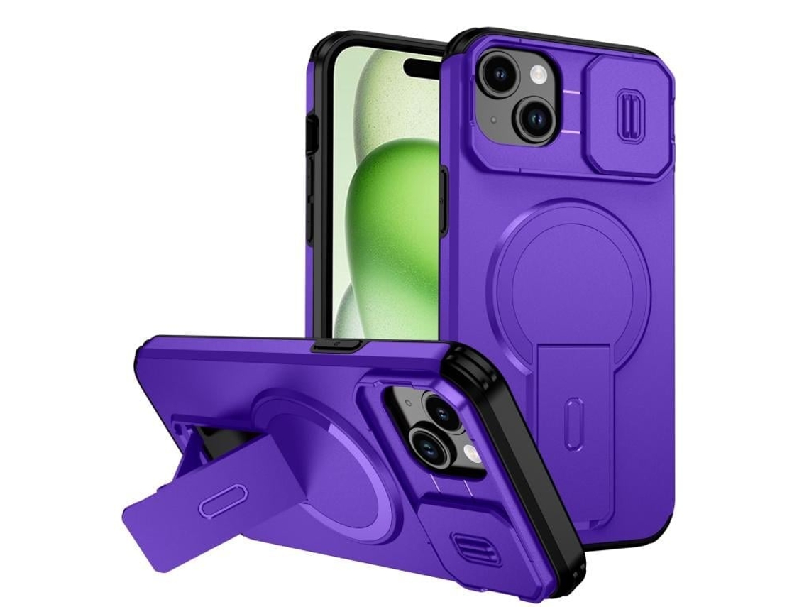 Capa Com Suporte Magsafe Para Iphone 14 Plus - Abertura Deslizante Com Proteção De Câmara