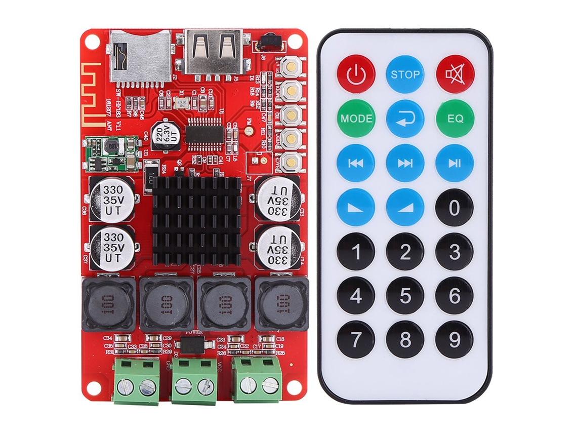 Amplificador Bluetooth portátil HKJ 50W+50W com controle remoto