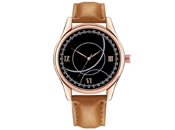 Relógio de pulso feminino casual e elegante em aço inoxidável, quartzo, marrom claro e preto.
