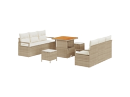 Conjunto 9 De Sofá De Jardim Vidaxl Com Almofadas Bege Polirattan Bege Vime