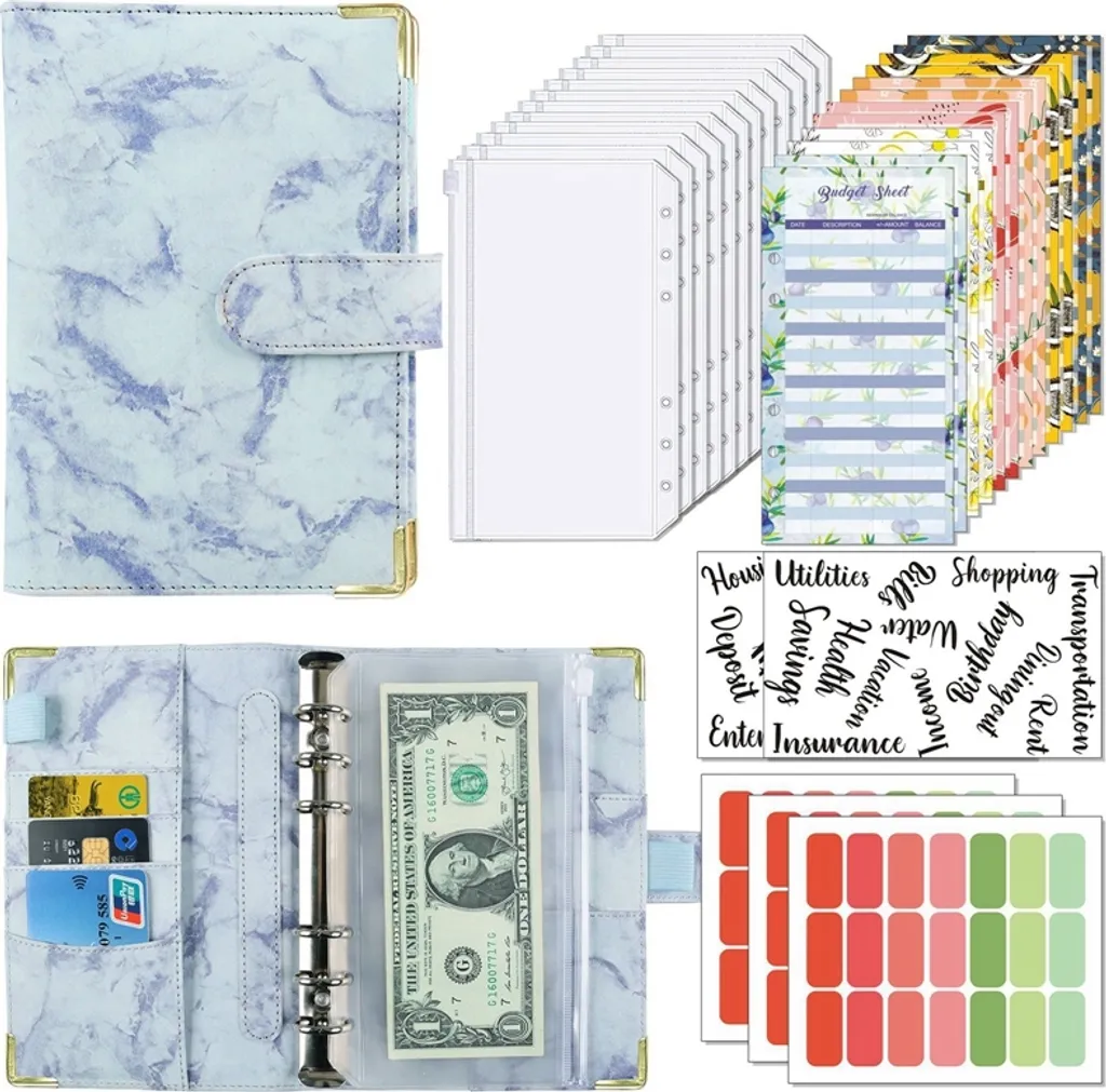 Caderno de Orçamento A6 com Capa em Couro Sintético e 12 Bolsos BRILVIBERA (roxo)