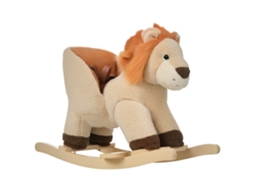 Baloiço Infantil Em Forma De Leão De Pelúcia Para Bebés 18-39 Meses Com Som Cinto De Segurança Guidão Apoio Para Os Pés 68x35x50cm Marrom