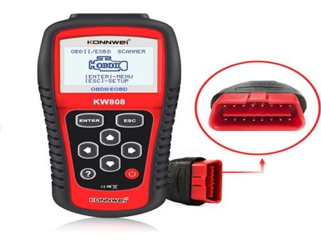 Scanner para Carro KONNWEI Diagnóstico de Erros KW808 (Vermelho e Preto)