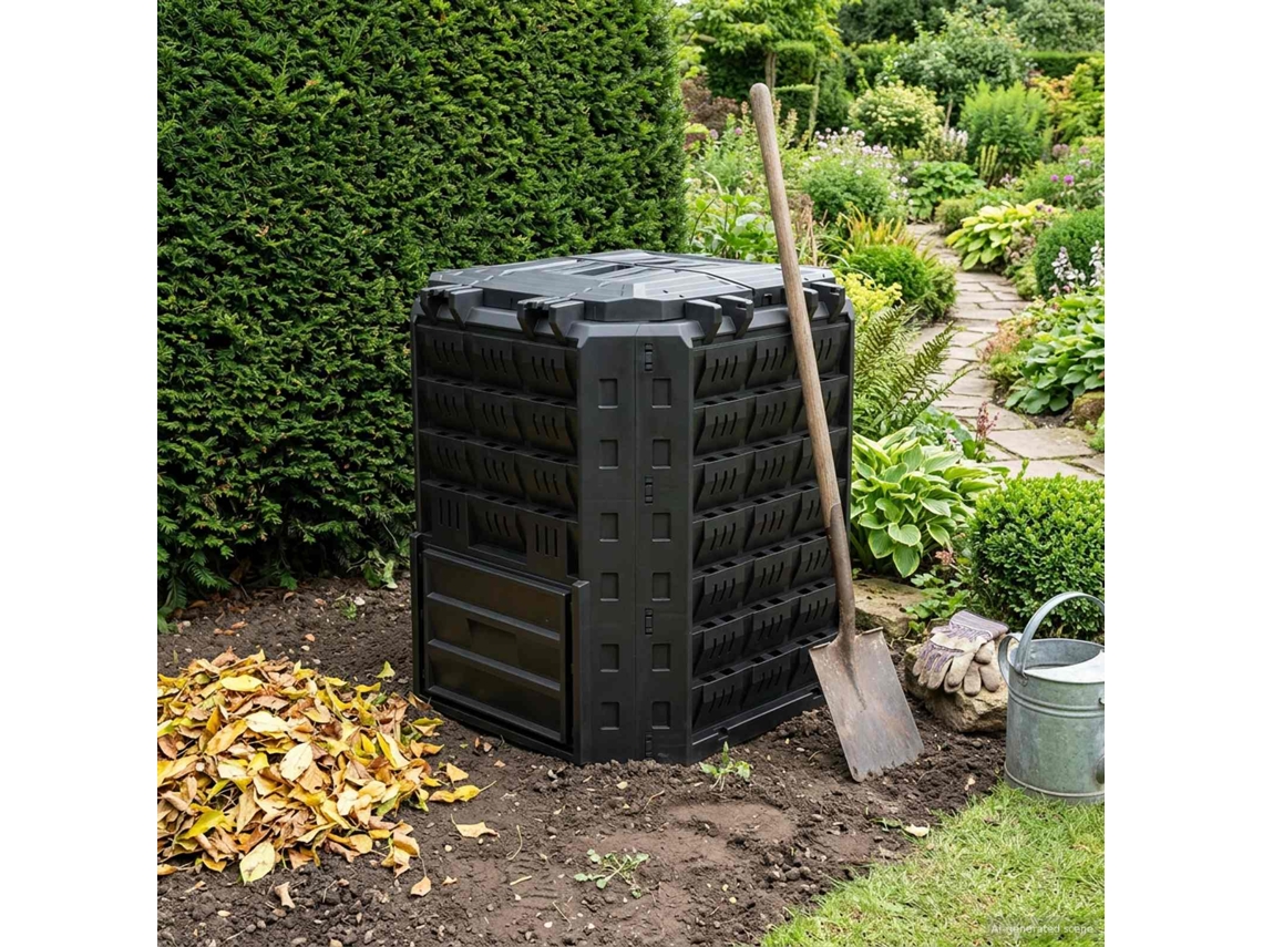 Vidaxl Compostor De Jardim Preto 71 X 71 X 81,5 Cm 100% Pp