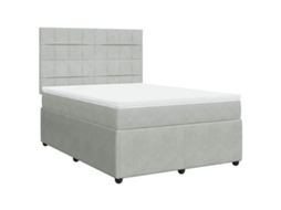 Conjunto 1 Cama Box Spring Vidaxl Cinzeto Veludo (200 X 144 X 150.5 Cm)