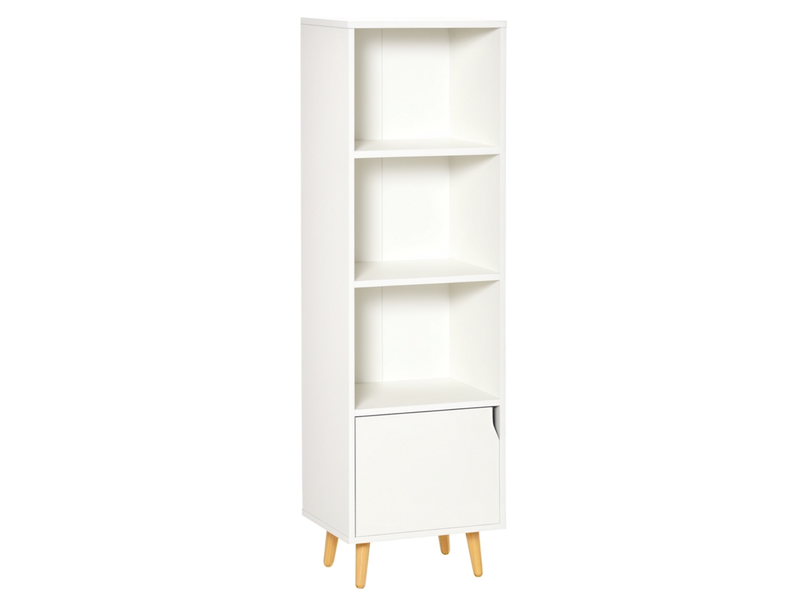 Estante de Armazenamento S/MARCA, com 3 Prateleiras Abertas, 1 Fechada, 40x30x129,5 Cm Branco