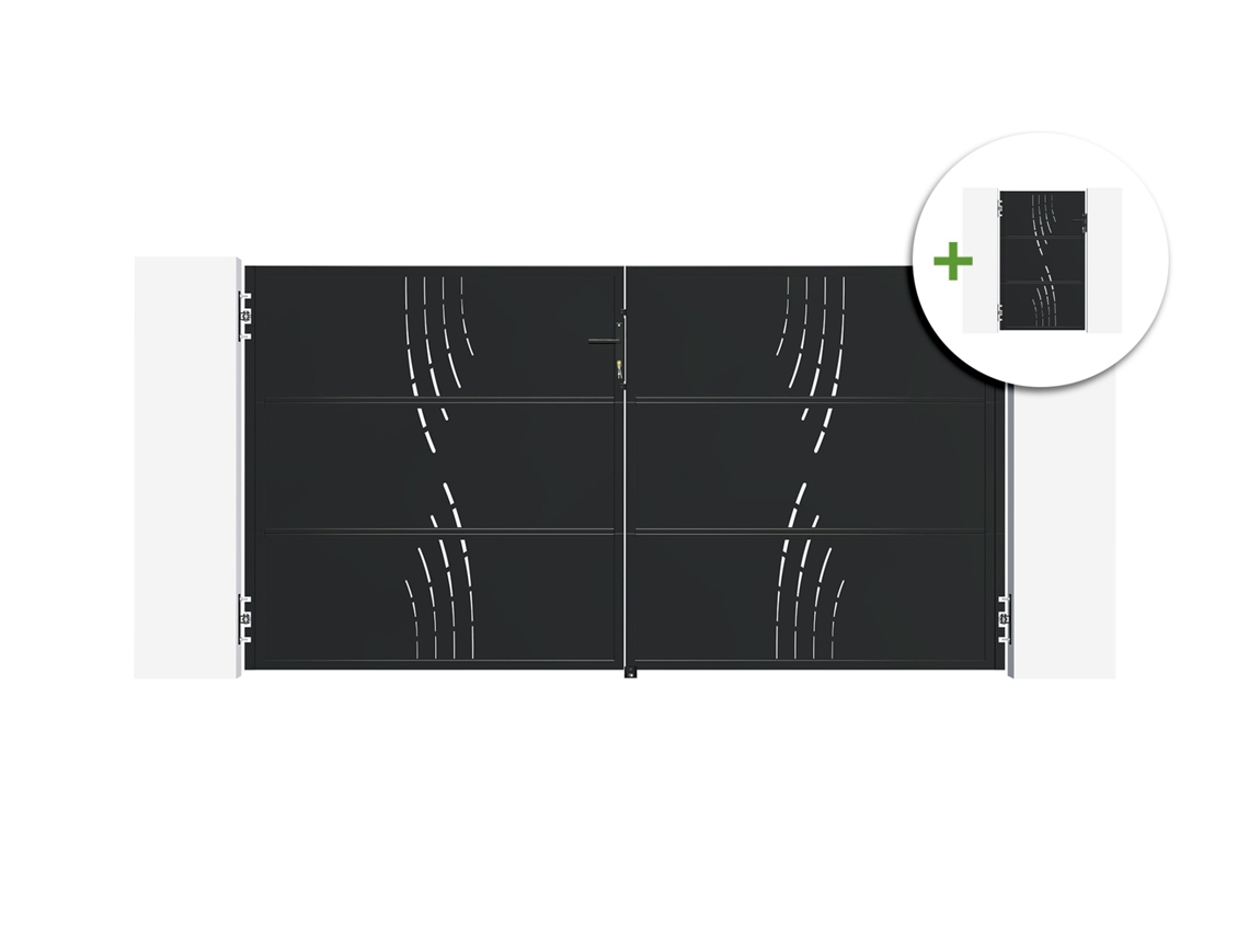 Portão de Aço Basculante NALI Veleta 3m 160cm Preto + Portão Pedestre CASANOOV