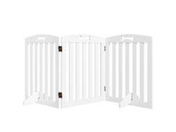 Barreira de Segurança Dobrável para Cães 155 Cm Vedação para Cães Médios de 3 Painéis com Pés Removíveis 155x30x61 Cm Branco Ge