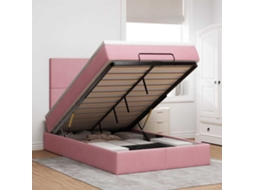 Vidaxl Estrutura De Cama Otomana Com Colchões 120x200 Cm Veludo Rosa