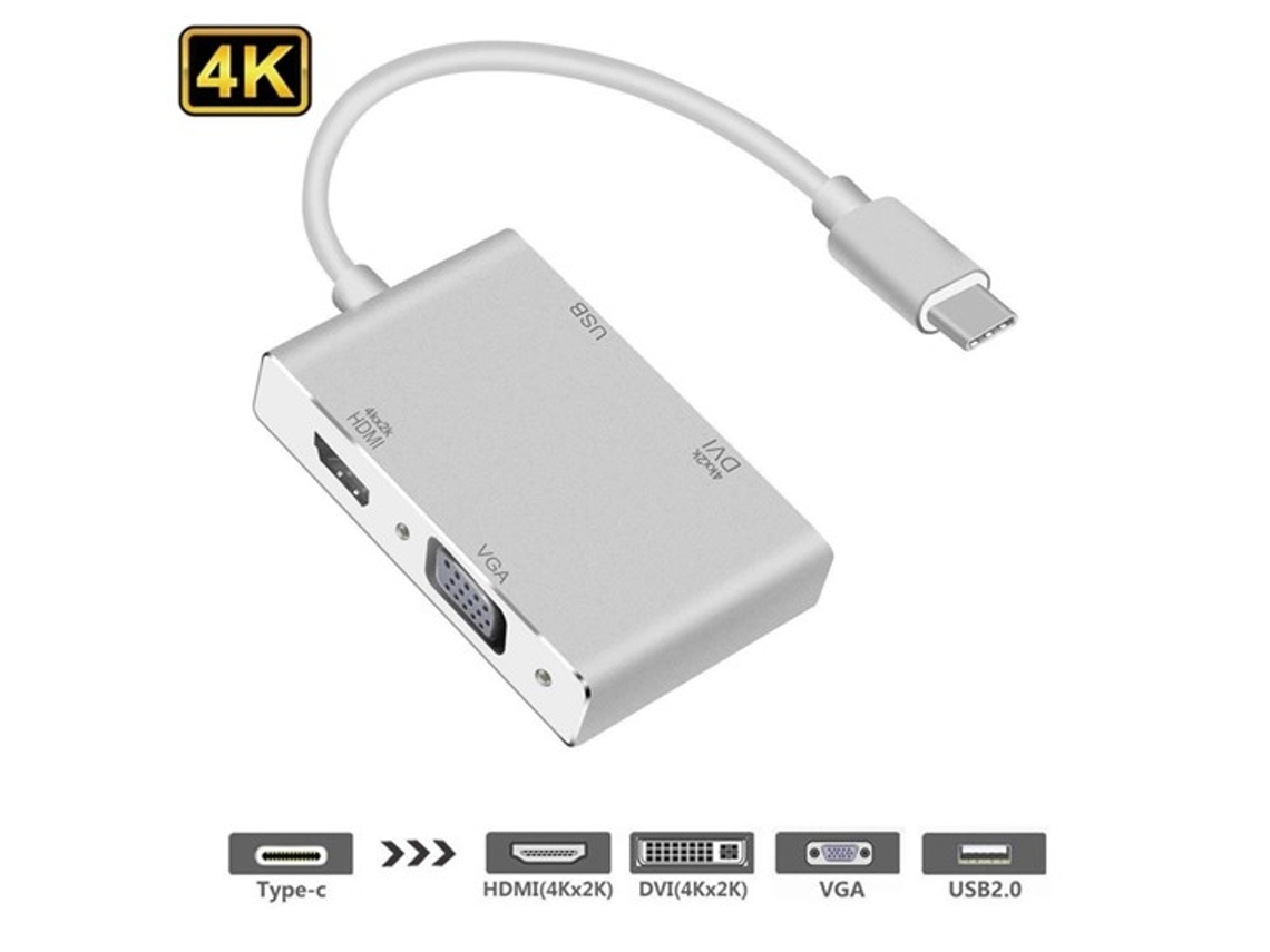 Cabo Adaptador  Usb-c Para Hdmi Vga Dvi Usb 3.0 4k*