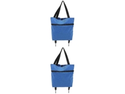 Conjunto De 2 Sacolas De Compras Dobráveis, Sacola Grande Para Compras, Sacola De Compras Dobrável Com Rodas
