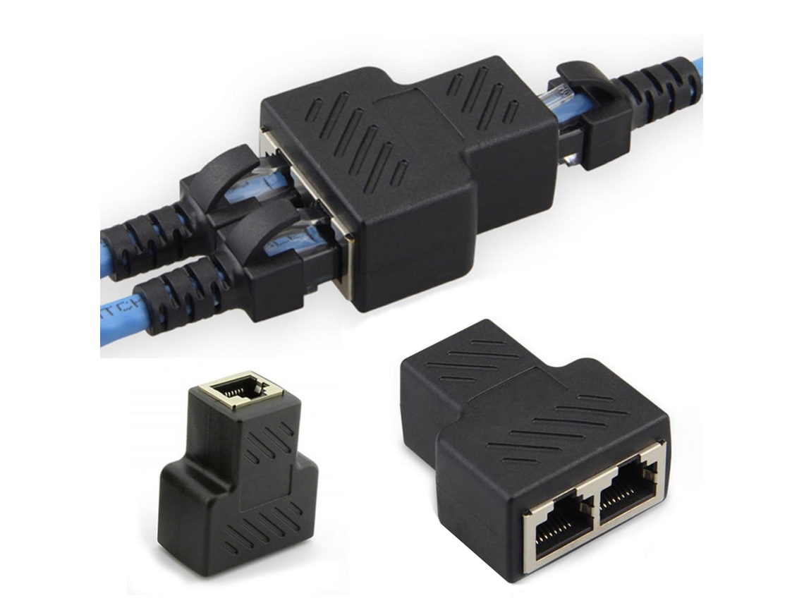 Divisor De Lan Ethernet De 1 A 2 Conectores E Adaptador De Extensão Para Rj45