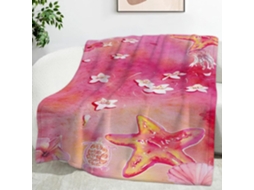 Manta com Estampa de Flores e Estrelas do mar 150x200 Cm Multifuncional Macia Aconchegante em Flanela Ideal Pa