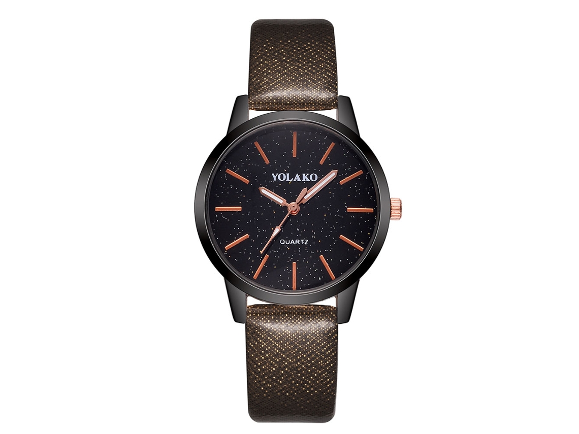 Relógio Feminino Casual de Quartzo com Pulseira Pu Fashion Simples Elegante Café