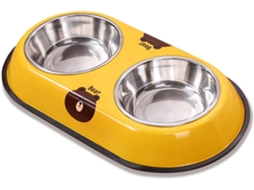 Tigela Dupla para Cães em Aço Inoxidável com Base Antiderrapante para Comida e Água AQUAFORGE