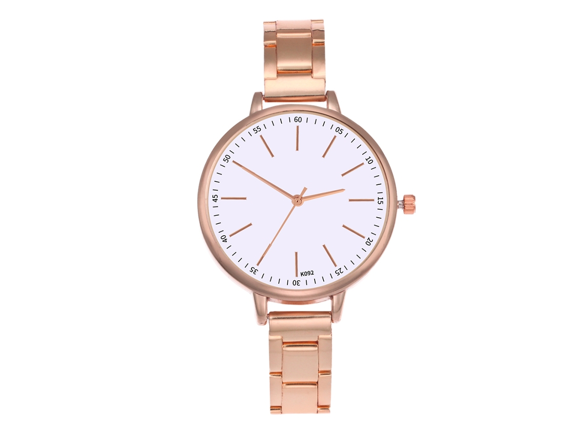 Relógio Analógico de Quartzo para Mulher com Pulseira de Aço Ouro Rosa Zhoulianfa