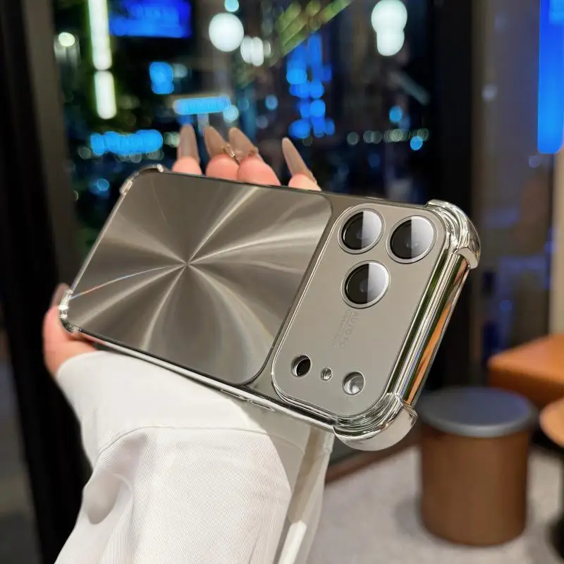 Capa Para Celular Com Textura De Cd Eletrodepositada E Estética A Laser (cinza, Para Iphone 17 Pro Max)