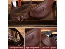 Mochila de Cinto Business, couro genuíno, vintage, para homem