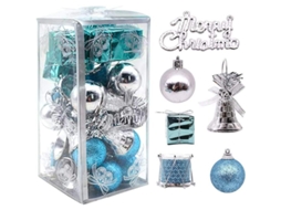 Conjunto de 32 mini bolas de Natal vermelhas e douradas inquebráveis para árvore de Natal.
