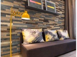 Painel decorativo de parede comprido em madeira de cedro tratada e recuperada - 14 painéis de 72x10cm - 1m²