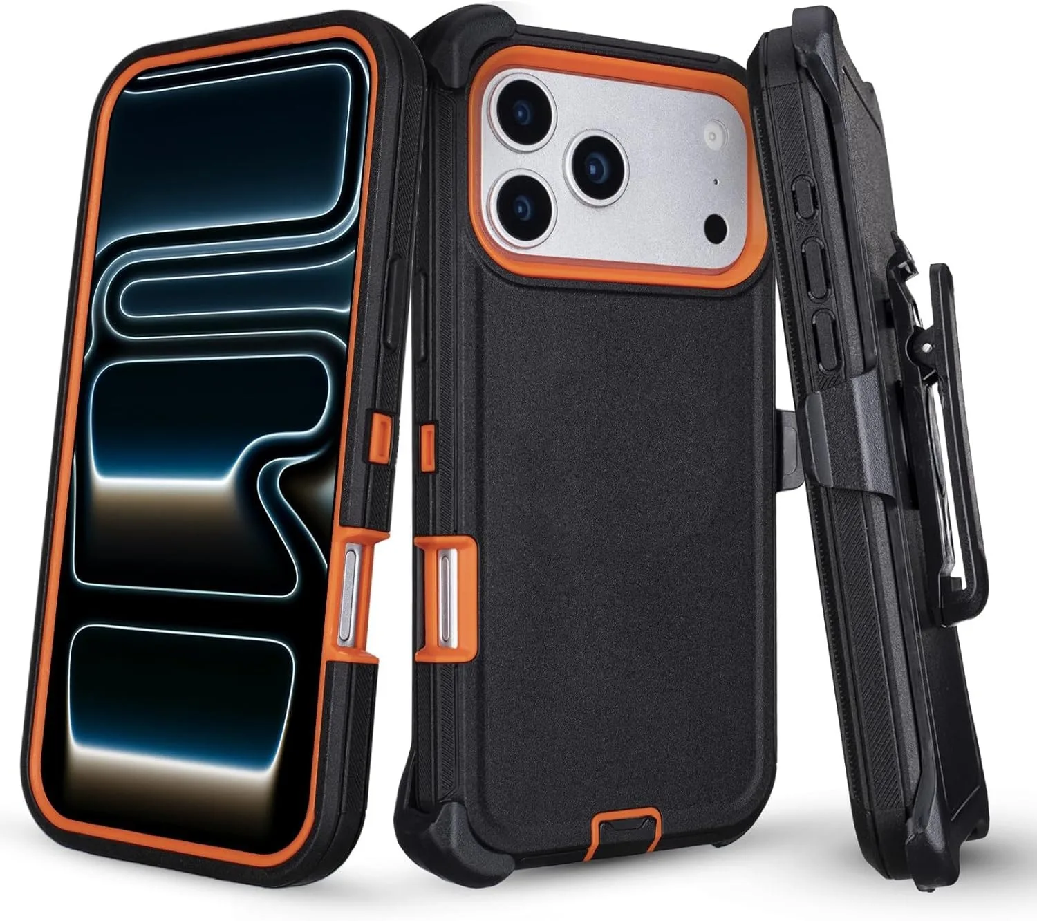 (preto/laranja, Iphone Air) Capa Resistente 3 Em 1 Para Celular Com Clipe À Prova De Choque