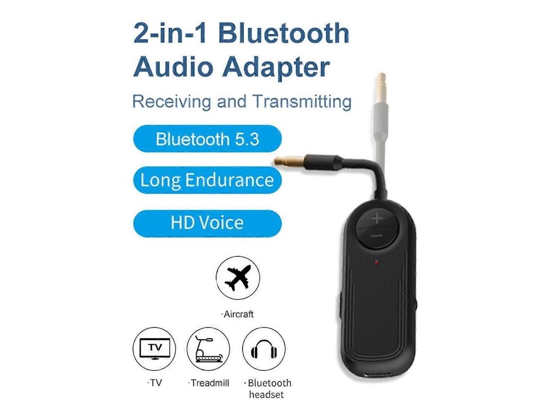 Transmissor E Receptor De Áudio Bluetooth 5.3 Com Entrada Auxiliar De 3,5 Mm E Microfone.