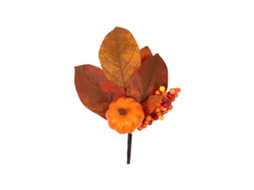 Abóbora grande oval com folhas para decoração 23cm em espuma tecido e plástico LAXISCREED