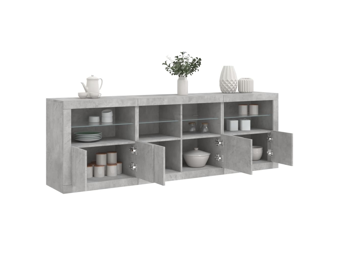 Vidaxl Aparador Com Luzes Led 202x37x67 Cm Cinzento Cimento