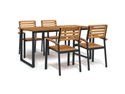 Vidaxl Conj. Jantar P/ Jardim 5 Pcs Madeira de Acácia Maciça e Metal